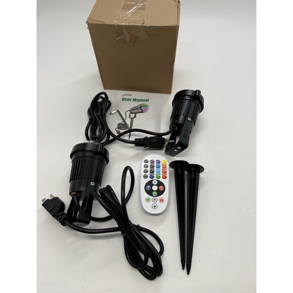 Christmas Outdoor Spot Lights Black Light Projector 16 Col IP65 2 Pack All Metal - Picture 8 of 16